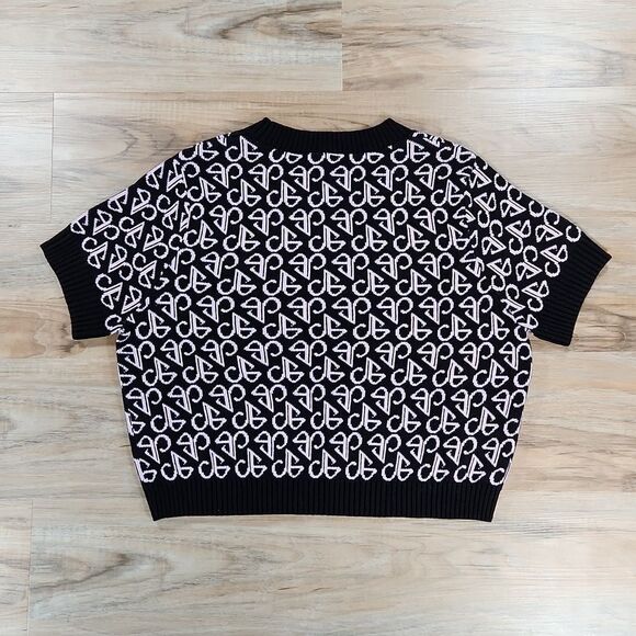 🔸️NWT H&M Divided Black & Pink Short Sleeve Cropped Sweater - Picture 6 of 16